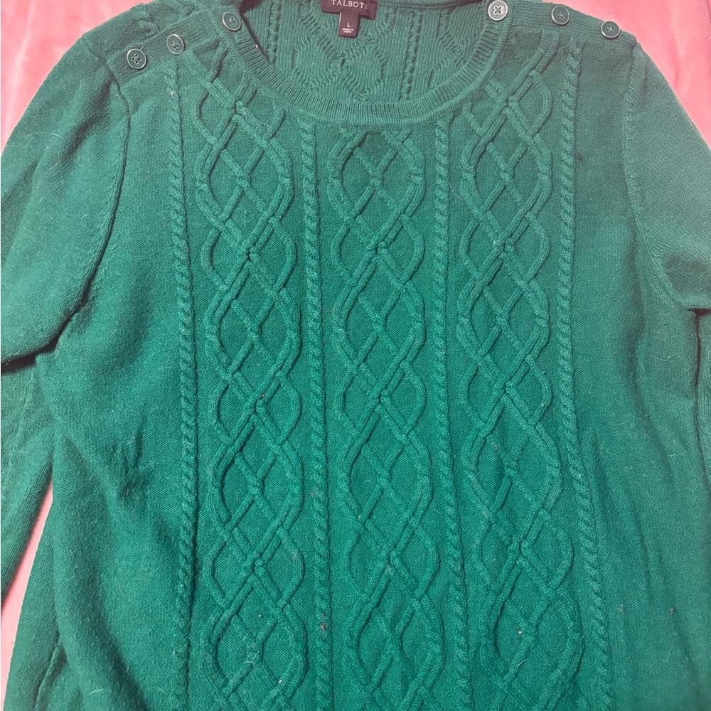 Talbots Emerald Cable Knit Sweater